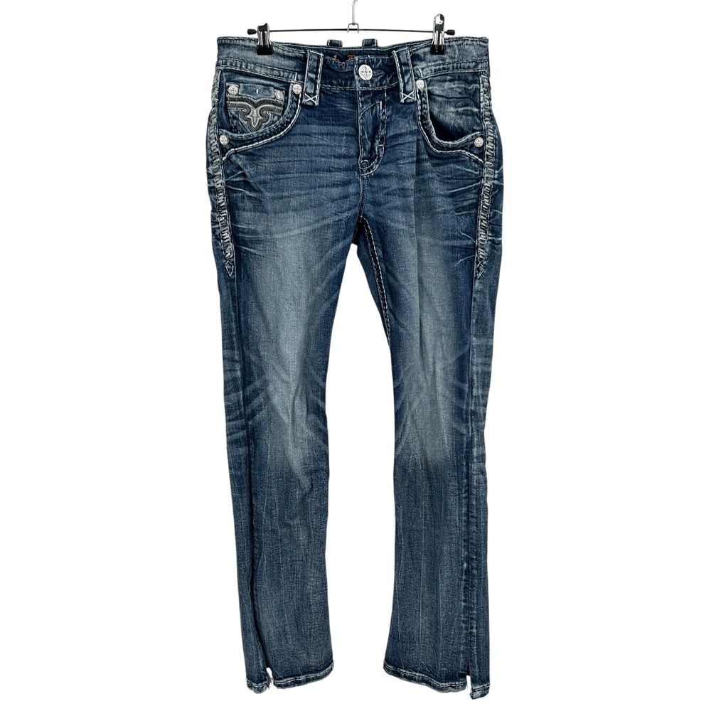 Rock Revival Parker Straight Jeans 30‎ Medium Wash Flap Pocket Y2K Western Rodeo